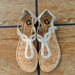 G by Guess Gold and Rhinestone Sandals 9.5